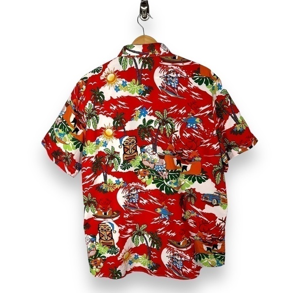 4 for $40 SALE! SSLR Christmas Paradise Hawaiian Shirt, Red Print, Size L - Picture 12 of 12